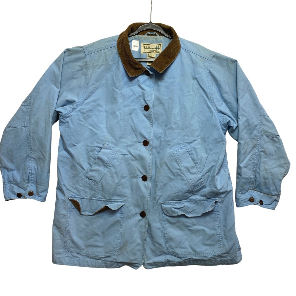 L.L. Bean Chore Jacket Womens 2X Blue Heritage Corduroy Trim Utility Barn Coat